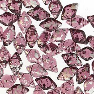 GemDuo 2-Hole Diamond Shaped Bead, Silver Splash Amethyst, GD2006-15481, 7.5 grams