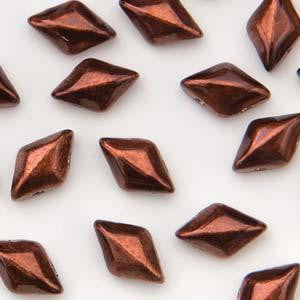 GemDuo 2-Hole Diamond Shaped Bead, Metalust Burnt Copper , GD2398-24201, 7.5 grams