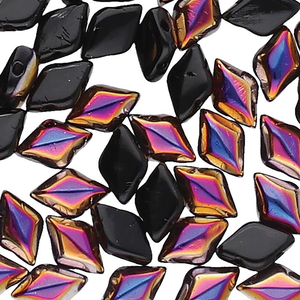 GemDuo 2-Hole Diamond Shaped Bead, Jet Sliperit, GD2398-29501, 7.5 grams