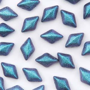 GemDuo 2-Hole Diamond Shaped Bead, Polychrome Blueberry, GD2398-94105