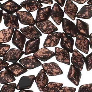 GemDuo 2-Hole Diamond Shaped Bead, Jet Copper Splash, GD2398-94412, 7.5 grams