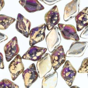 GemDuo 2-Hole Diamond Shaped Bead, Backlit Purple Haze/Gold, GD29532-94401