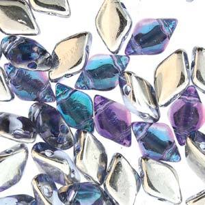GemDuo 2-Hole Diamond Shaped Bead, Backlit Violet Ice, GD3001-26536, 7.5 grams