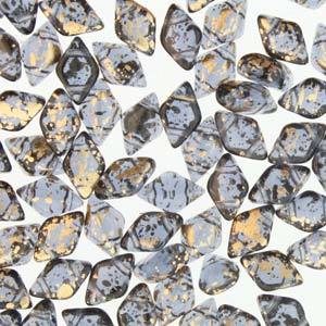 GemDuo 2-Hole Diamond Shaped Bead, Gold Splash Montana, GD3033-94401