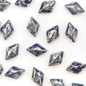 GemDuo 2-Hole Diamond Shaped Bead, Navy Picasso, GD3340-43400, 7.5 grams