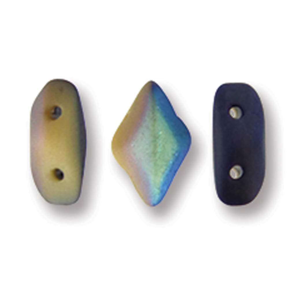 GemDuo 2-Hole Diamond Shaped Bead, Duet Navy Ivory Matte ab, GD33413-28771, 7.5 grams