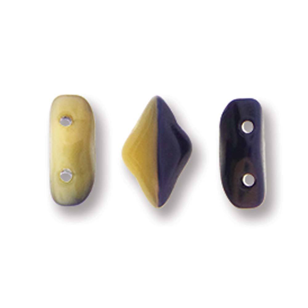 GemDuo 2-Hole Diamond Shaped Bead, Duet Navy Ivory Opaque, GD33413