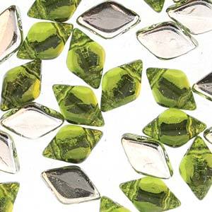 GemDuo 2-Hole Diamond Shaped Bead, Backlit Olivine, GD5023-27002, 7.5 grams