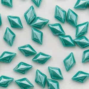 GemDuo 2-Hole Diamond Shaped Bead - Turquoise Green Lstr  - GD6313-14400