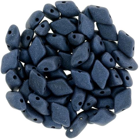 GemDuo 2-Hole Diamond Shaped Bead, Metallic Suede, Dark Blue, GD79032, 7.5 grams