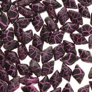 GemDuo 2-Hole Diamond Shaped Bead, Ionic Jet/Pink, 7.5 grams