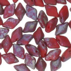 GemDuo 2-Hole Diamond Shaped Bead, Red Matte Rembrandt, GD9320-83500, 7.5 grams