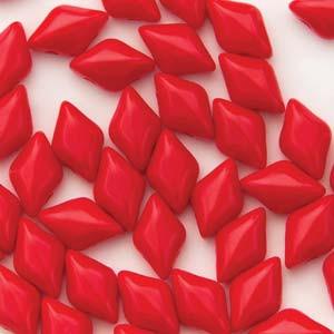 GemDuo 2-Hole Diamond Shaped Bead, Coral Red Opaque, GD9320, 7.5 grams