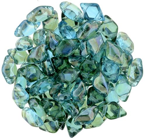 GemDuo 2-Hole Diamond Shaped Bead, Twilight, Aquamarine, GDW6002, 7.5 grams