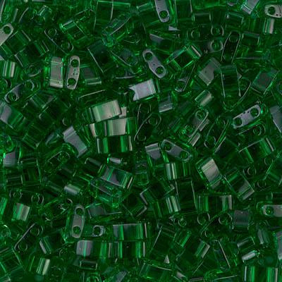 Miyuki Half Tila 2 Hole Rectangle Beads 5x2.3mm - Matte Metallic Green Iris 7.8 Grammes