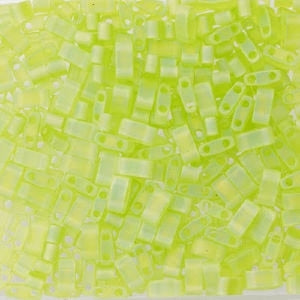 Miyuki Half Tila Bead, HTL-0143FR, Matte Transparent Chartreuse AB