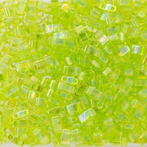 Miyuki Half Tila Bead, HTL-0258, Transparent Chartreuse AB
