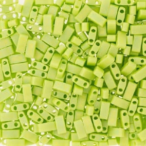 Miyuki Half Tila Bead, HTL-0416FR, Matte Opaque Chartreuse AB