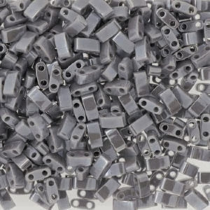 Miyuki Half Tila Bead, HTL-0443, Opaque Gray Luster