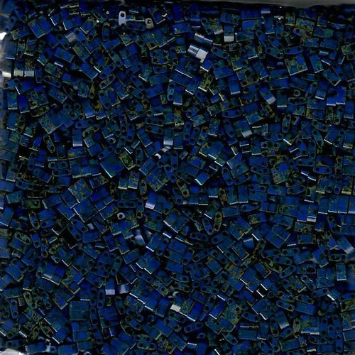 Miyuki Half Tila Bead, HTL-4518, Opaque Cobalt Picasso