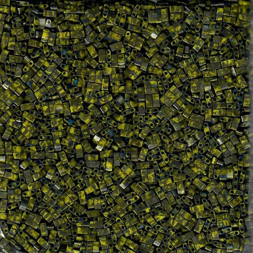 Miyuki Half Tila Bead, HTL-4519, Opaque Dark Yellow Picasso