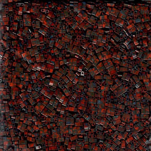 Miyuki Half Tila Bead, HTL-4521, Opaque Red Picasso