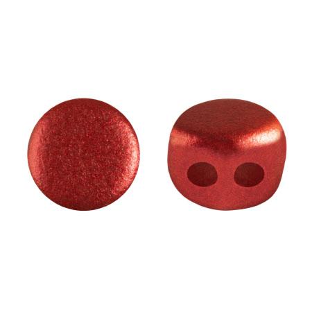 Kalos® Par Puca®, 2 Hole Bead, Red Metallic Matte, 10 grams