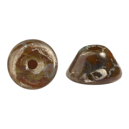 Konos Par Puca® Czech glass bead, Frost Caramel New Picasso, 10 grams