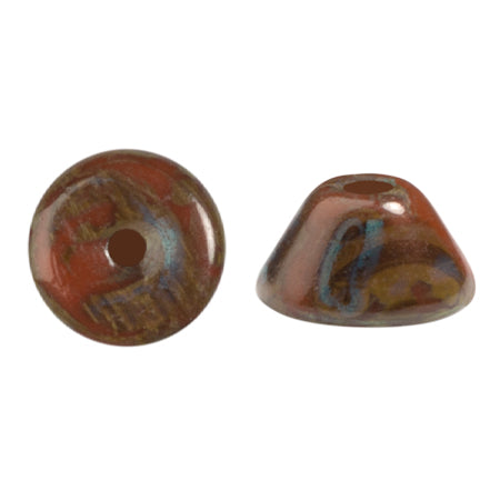 Konos Par Puca® Czech glass bead, Frost Caramel Travertin, 10 grams