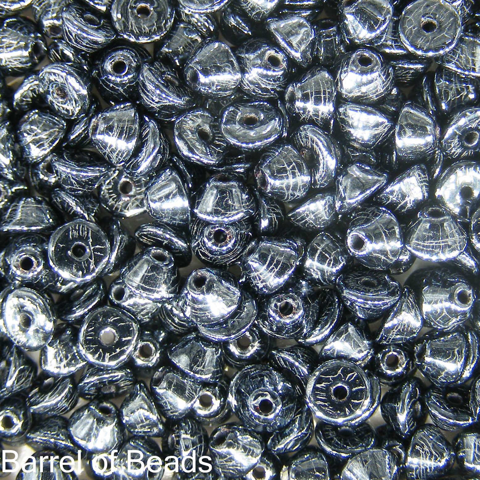 Konos Par Puca®, Czech glass bead, Jet Hematite, 10 grams