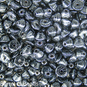 Konos Par Puca®, Czech glass bead, Jet Hematite, 10 grams