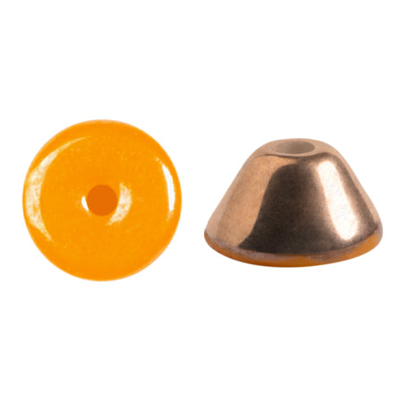 Konos Par Puca® Czech glass bead, Frost Tangerine Capri Gold, 10 grams
