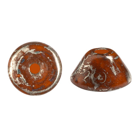 Konos Par Puca® Czech glass bead, Frost Tangerine New Picasso, 10 grams