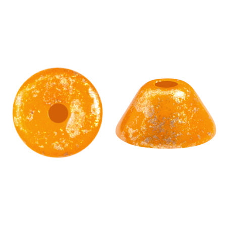 Konos Par Puca® Czech glass bead, Frost Tangerine Splash, 10 grams