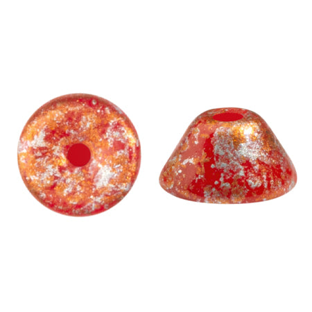 Konos Par Puca® Czech glass bead, Frost Cherry Tweedy, 10 grams