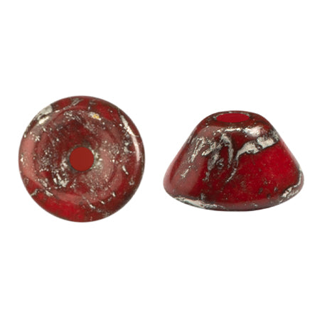 Konos Par Puca® Czech glass bead, Frost Cherry New Picasso, 10 grams