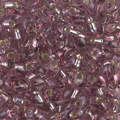 Miyuki Long Magatamas 4x7mm, Silver Lined Smoky Amethyst, LMA-12, 8.5 grams