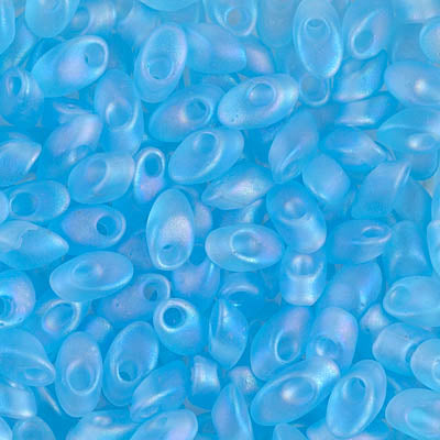 Miyuki Long Magatamas 4x7mm, Matte Transparent Aqua AB, LMA-148FR, 8.5 grams
