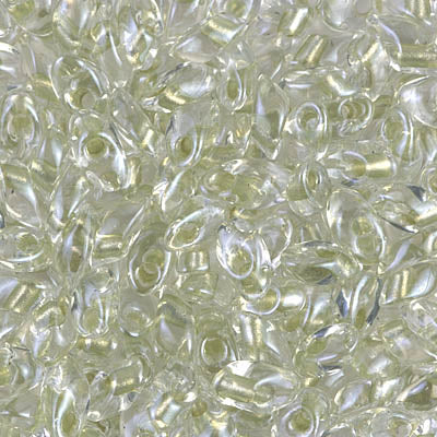Miyuki Long Magatamas 4x7mm, Sparling Celery Lined Crystal, LMA-1527, 8.5 grams