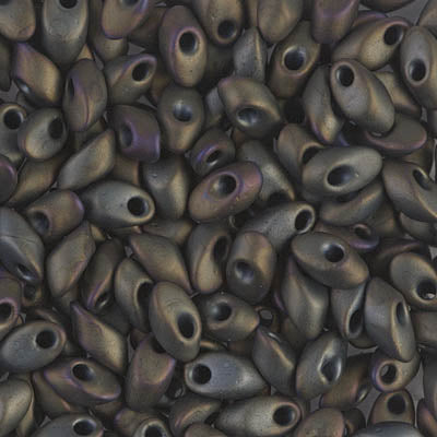 Miyuki Long Magatamas 4x7mm, Matte Metallic Dark Olive Iris, LMA-2013, 8.5 grams