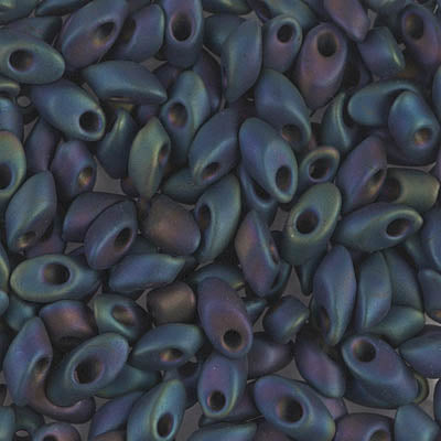 Miyuki Long Magatamas 4x7mm, Matte Metallic Midnight Blue Iris, LMA-2014, 8.5 grams