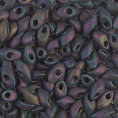 Miyuki Long Magatamas 4x7mm, Matte Gunmetal AB, LMA-2053, 8.5 grams