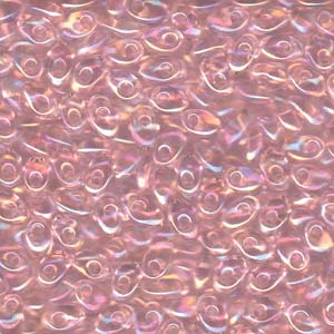Miyuki Long Magatamas 4x7mm, Pink Lined Crystal AB, LMA-2144, 8.5 grams