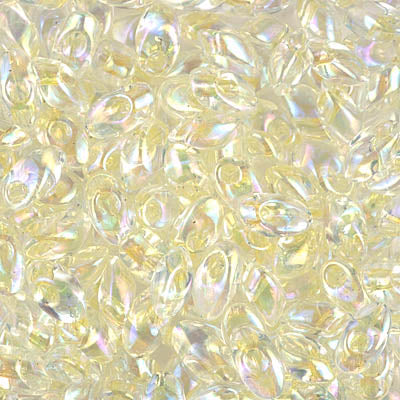 Miyuki Long Magatamas 4x7mm, Pale Yellow Lined Crystal AB, LMA-2146, 8.5 grams