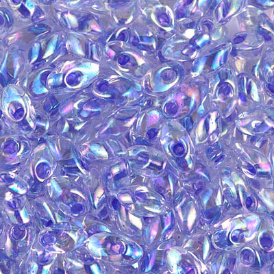 Miyuki Long Magatamas 4x7mm, Violet Lined Crystal AB, LMA-2150, 8.5 grams