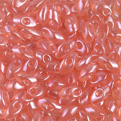 Miyuki Long Magatamas 4x7mm, Transparent Peach Luster, LMA-3507, 8.5 grams