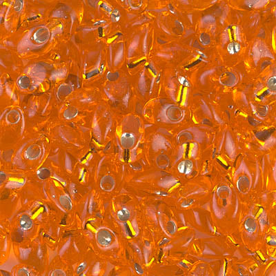 Miyuki Long Magatamas 4x7mm, Silver Lined Orange, LMA-8, 8.5 grams
