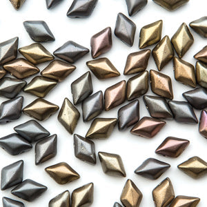 Mini GemDuo 2-Hole Diamond Shaped Bead, Crystal Grey Rainbbow, 7.5 grams