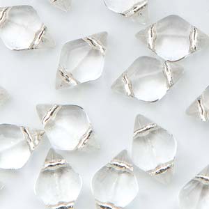 Mini GemDuo 2-Hole Diamond Shaped Bead, Crystal Silver-Lined, 7.5 grams