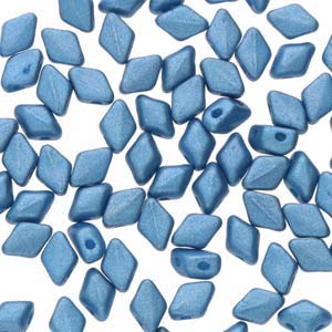 Mini GemDuo 2-Hole Diamond Shaped Bead, Matte Metallic Blue, 7.5 grams